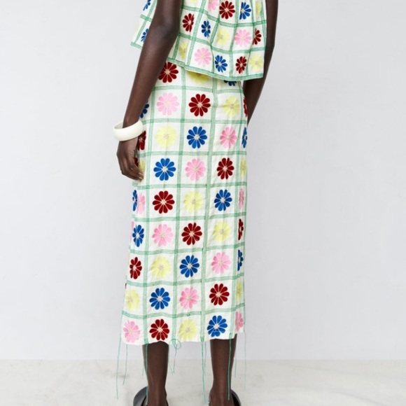 Zara limited edition embroidered midi skirt - Picture 3 of 7